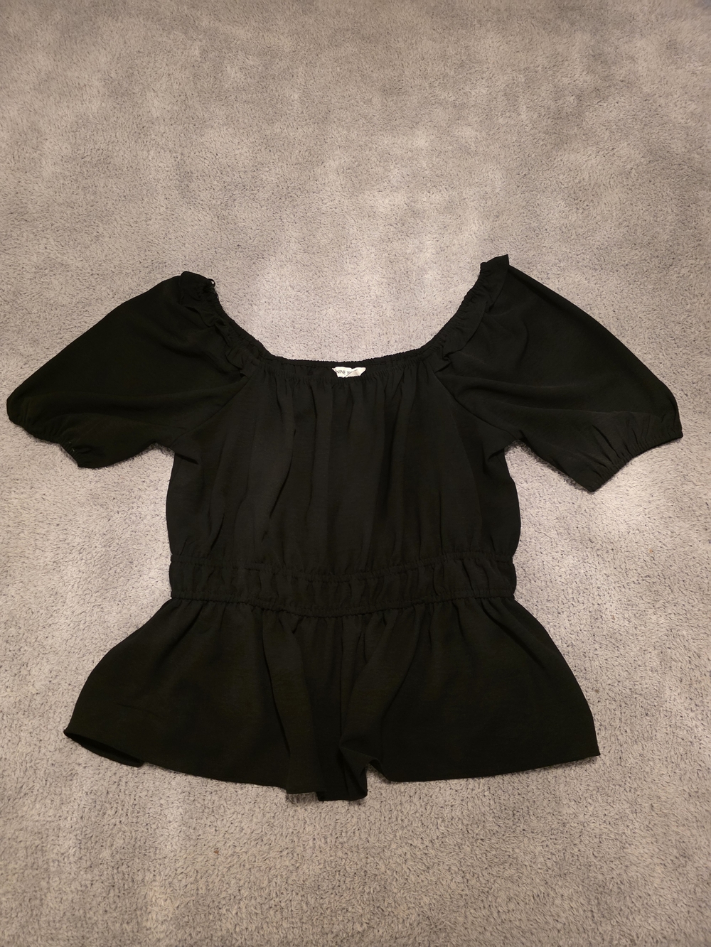 Black Off-Shoulder Peplum Women's Top